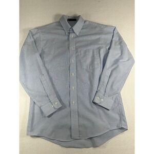 Vintage HIS Shirt Mens 15.5 32/33 Blue Oxford Button Down Wrinkle Free USA Made